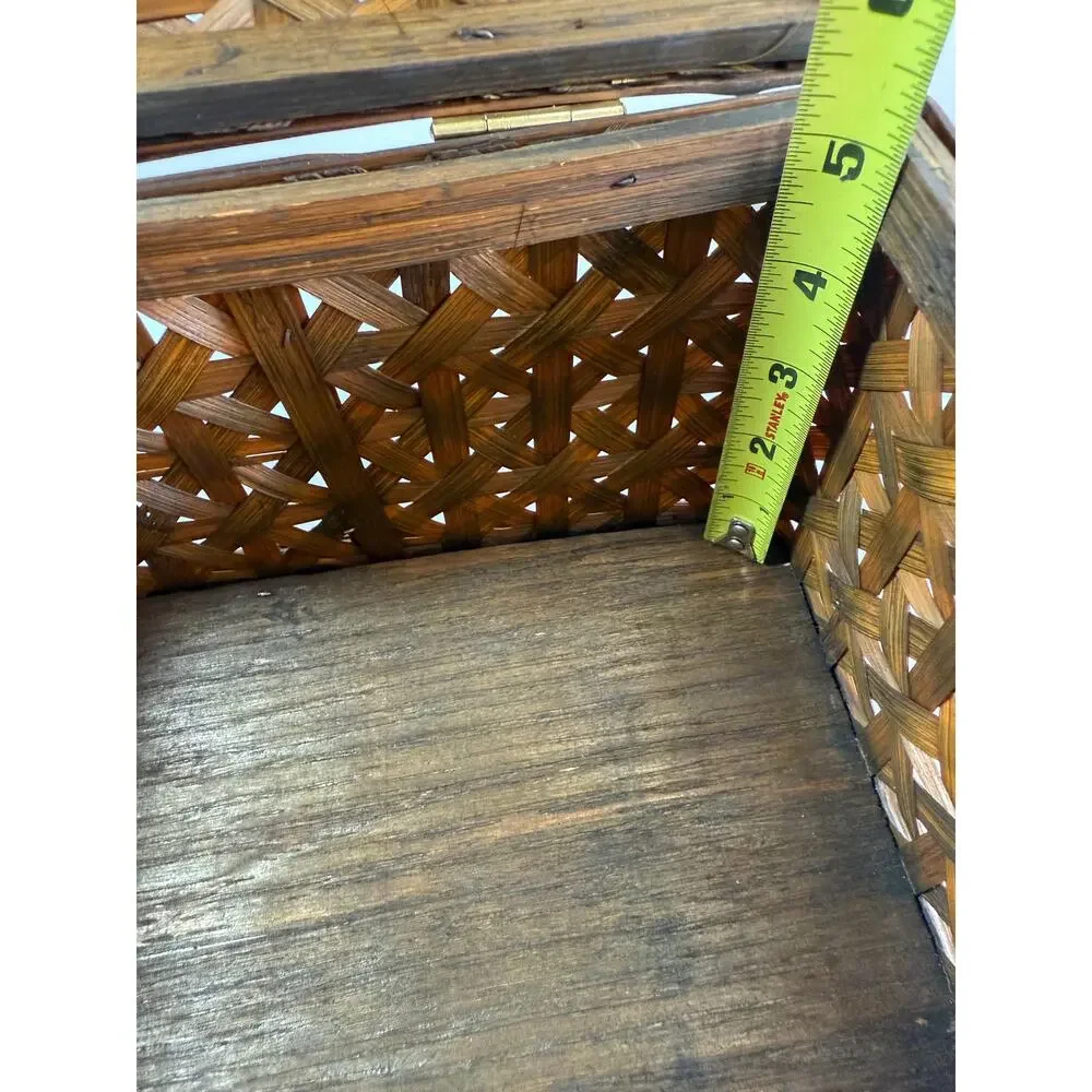 Vintage Woven Rattan Bamboo Trunk Box, 1960s Storage Chest